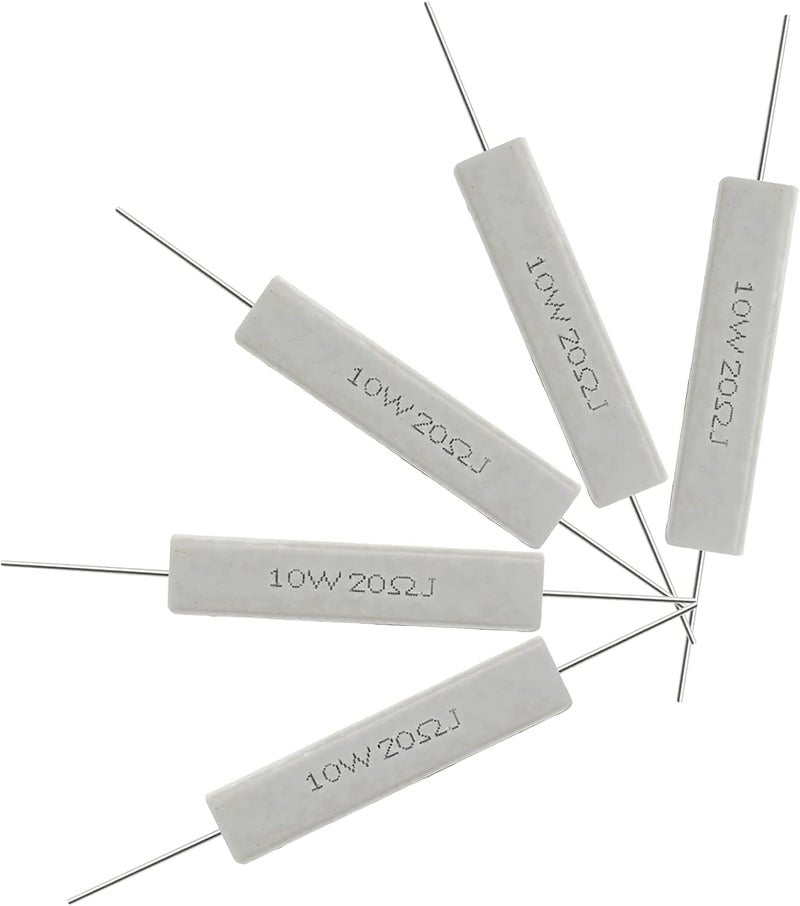 Jersvimc 10PCS 10W 20 Ohm Ceramic Resistor, Power Resistor Assortment Cement Resistor Kit Wirewound Resistor - Image 1